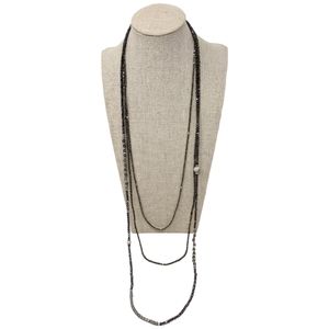 Nakamol Multi-Strand Beaded Necklace AB Beads Metallic EUC